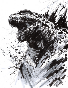 Original Art "Godzilla" By Nick Alan Foley Signed W/COA