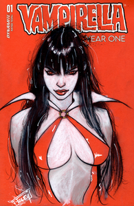 Vampirella Year One #1 Red Blank "Vampirella" Original Sketch Cover By Nick Alan Foley Signed W/COA